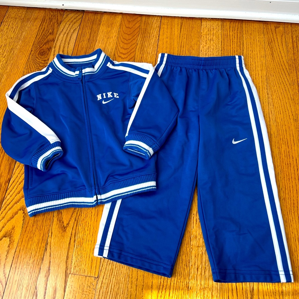 Nike Blue and White Boys Retro Tracksuit Size 24 Months
